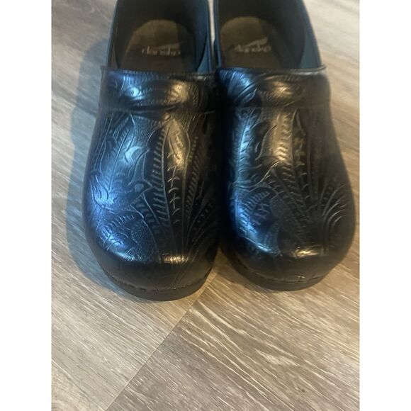 DANSKO Professional Silver/Black Floral Leather Clogs Size EU 42 US 9 - Picture 10 of 11